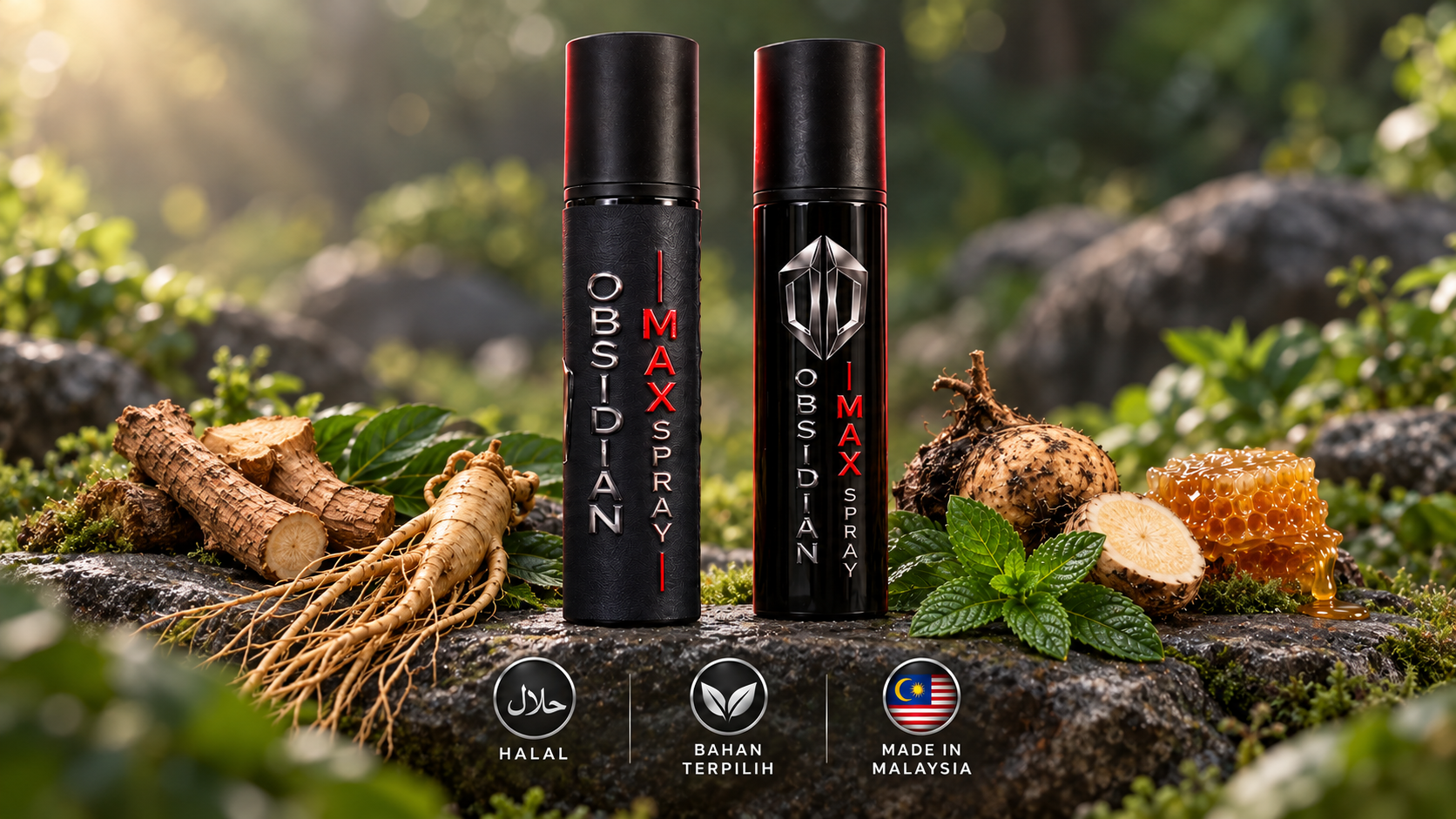 Dua botol semburan Obsidian Max