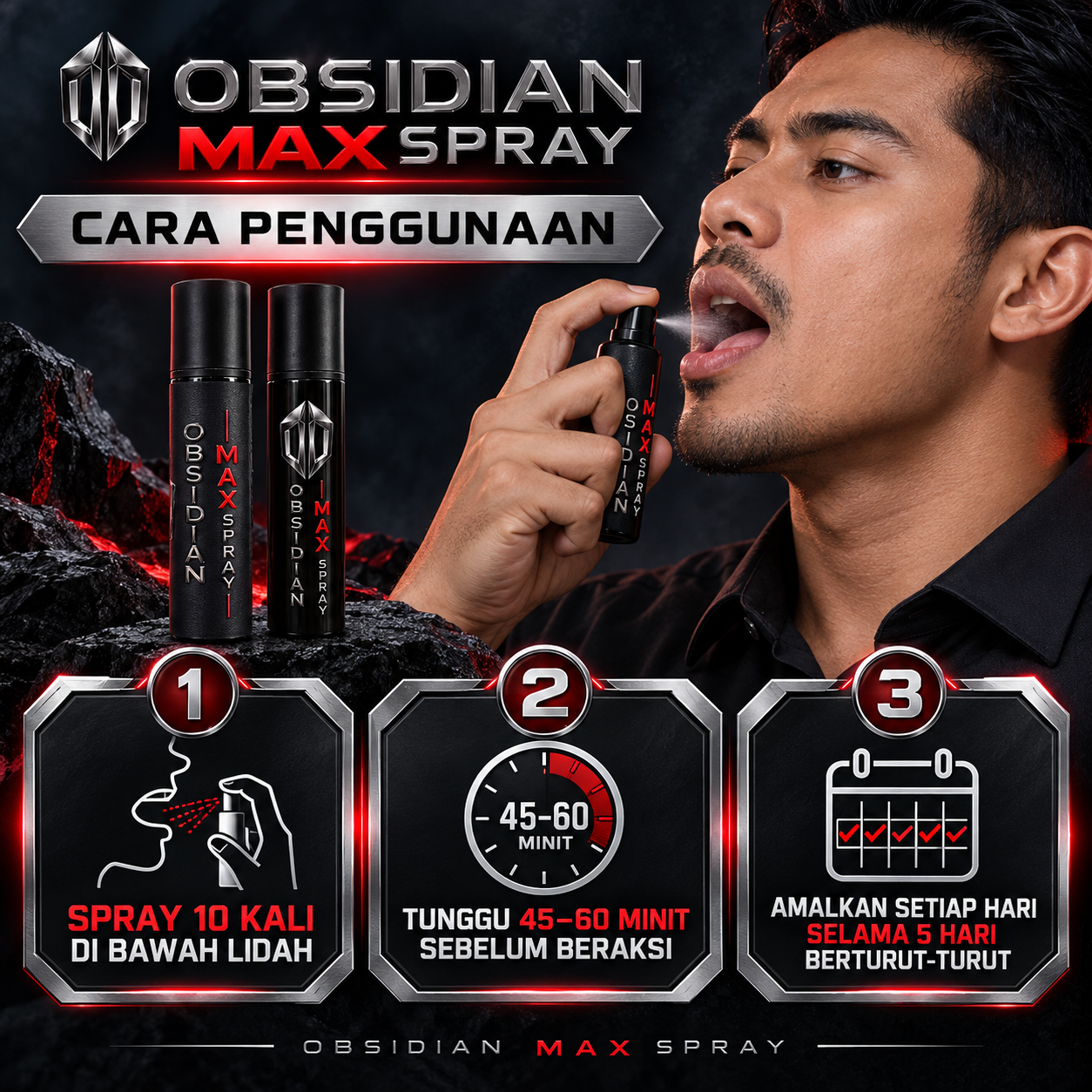 Poster cara penggunaan Obsidian Max