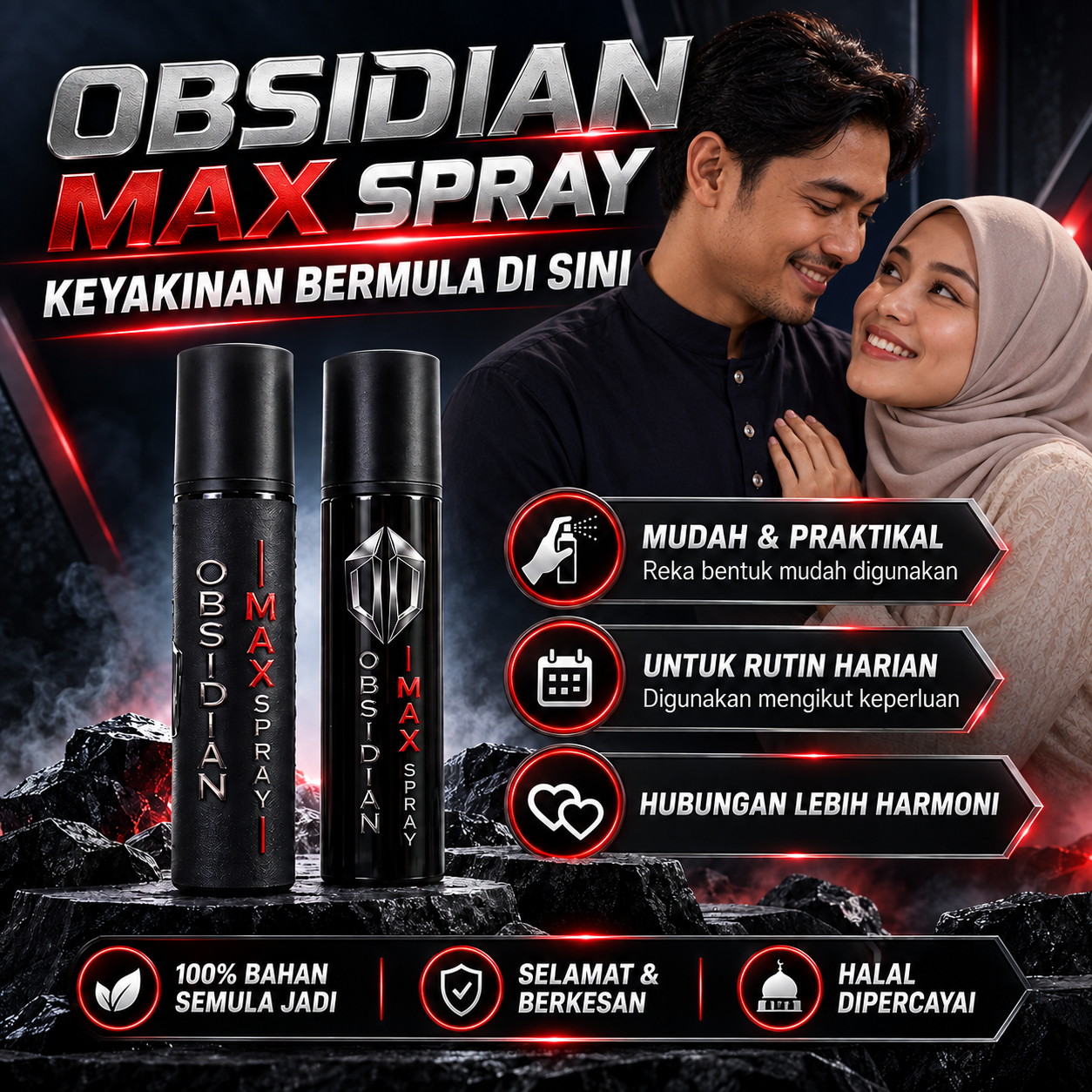 Dua botol Obsidian Max Spray